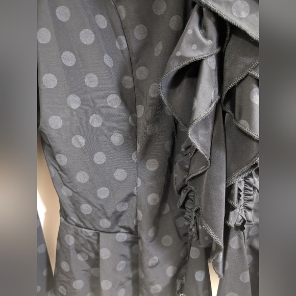 Lan Vie black and gray polka dot stretchy jacket with corset back - Picture 5 of 8